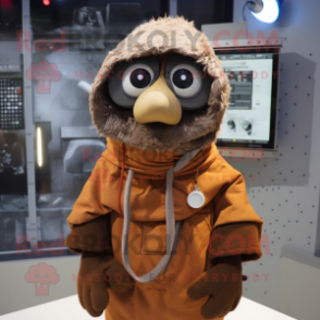 Rust But mascot costume character dressed with a Parka and Scarf clips