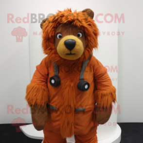 Rust But mascot costume character dressed with a Parka and Scarf clips