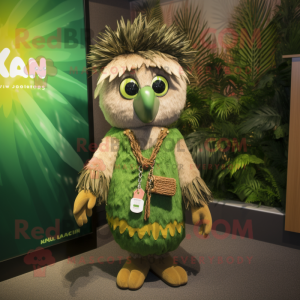 nan Kiwi mascot costume character dressed with a Playsuit and Earrings