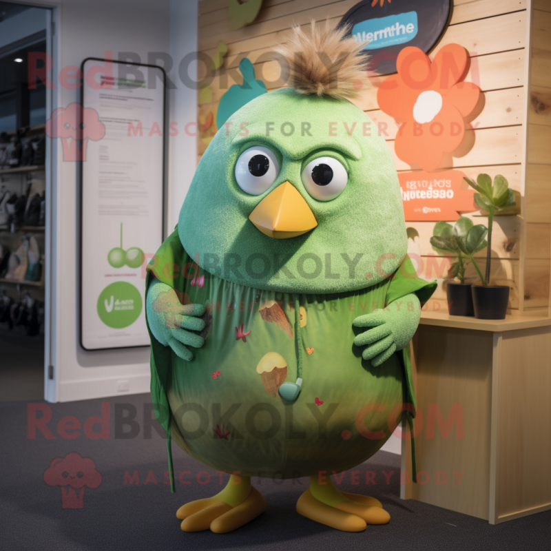 nan Kiwi mascot costume character dressed with a Playsuit and Earrings