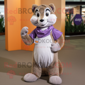 Lavender Mongoose mascot costume character dressed with a Tank Top and Ties