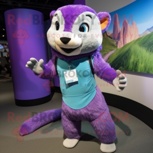 Lavender Mongoose mascot costume character dressed with a Tank Top and Ties