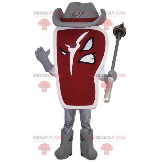 Mascot pedazo de carne con sombrero de vaquero - Redbrokoly.com