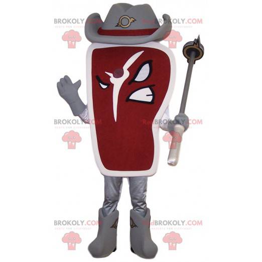 Pedaço de mascote de carne com chapéu de cowboy - Redbrokoly.com