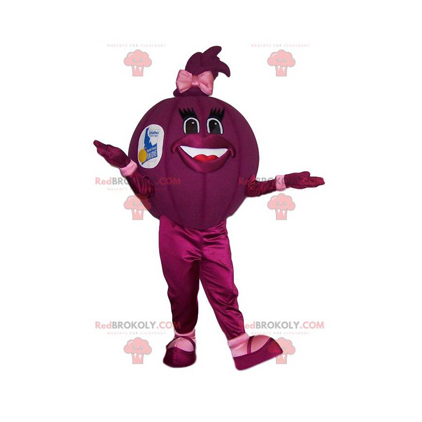 Mascot bola fucsia con un nudo en el pelo! - Redbrokoly.com