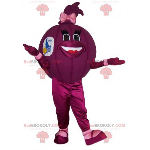 Mascot bola fucsia con un nudo en el pelo! - Redbrokoly.com