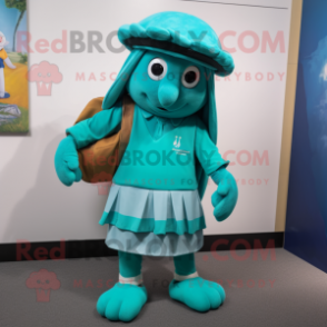 Turquoise Guinness mascot costume character dressed with a Bermuda Shorts and Cummerbunds