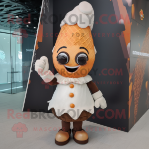 Rust Ice Cream Cone mascot costume character dressed with a Mini Dress and Headbands