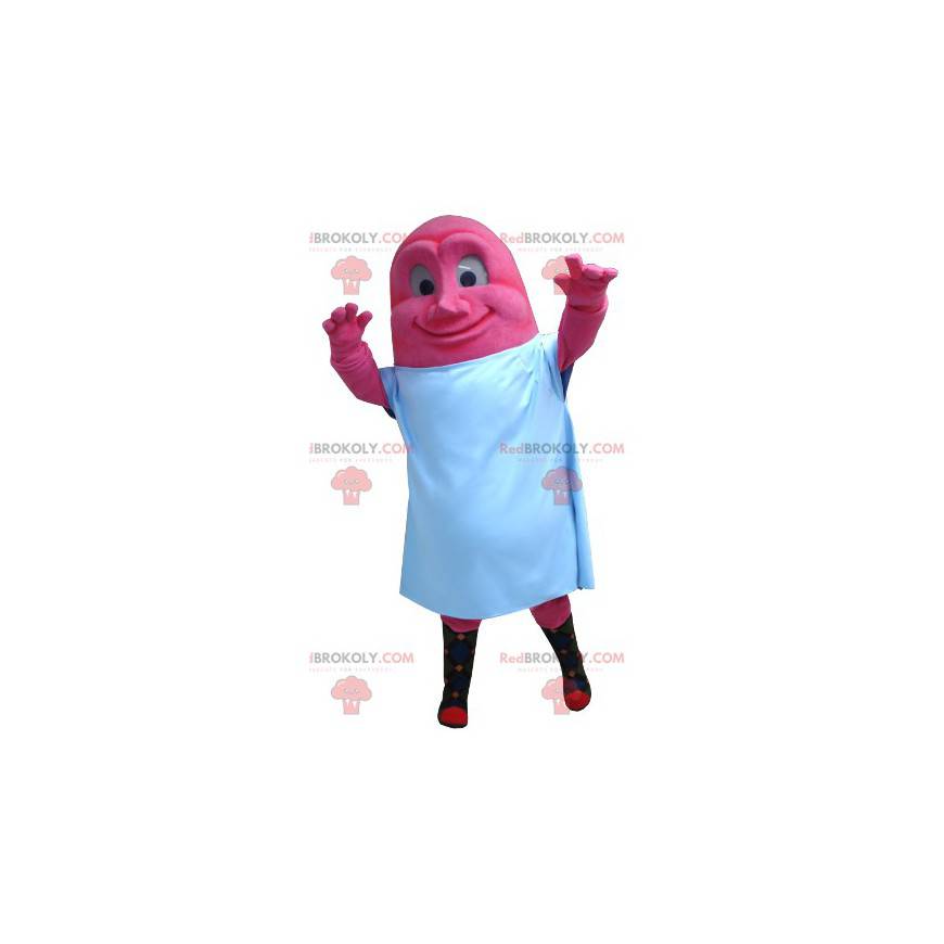 Pink monster maskot lyserød med et hvidt ark - Redbrokoly.com