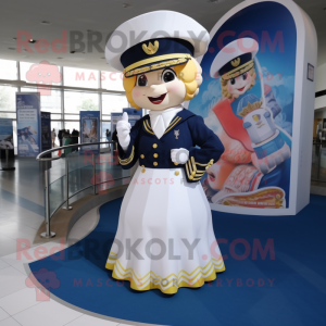 Navy Chief mascot costume character dressed with a Mini Skirt and Shawls