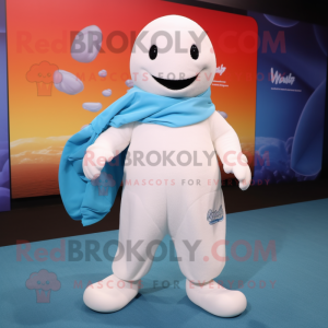 nan Beluga Whale mascot costume character dressed with a Board Shorts and Gloves