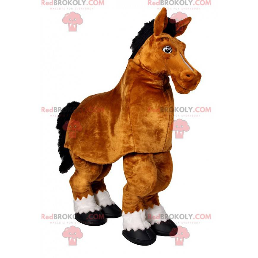 Hnědý kůň maskot. Kostým hnědého koně - Redbrokoly.com Hnědý kůň maskot. Kostým hnědého koně - Redbrokoly.com