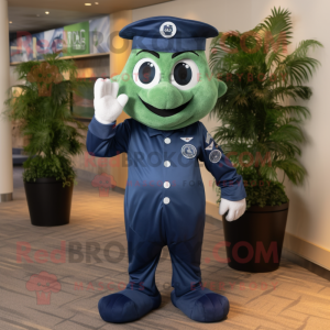 Navy Spinach mascot costume character dressed with a Romper and Bracelets