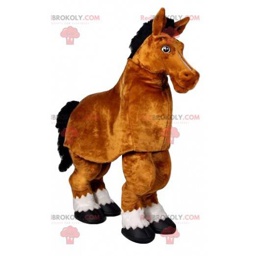 Mascotte de cheval marron. Costume de cheval marron -