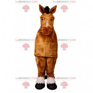 Mascotte de cheval marron. Costume de cheval marron -