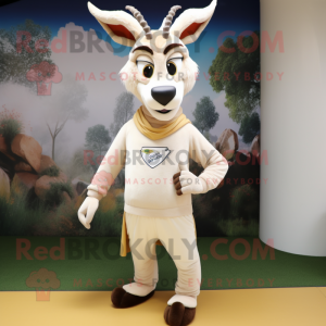 Cream Gazelle mascot costume character dressed with a Sweater and Cufflinks