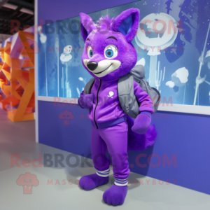 Purple Fox maskot kostym...