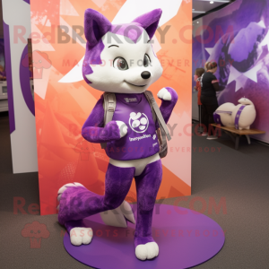 Purple Fox maskot kostym...