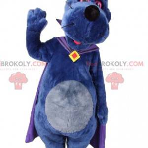 Mascotte de chien avec une cape violette. Costume de chien -