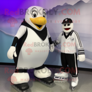 White Pair Of Ice Skates mascot costume character dressed with a Tuxedo and Wraps