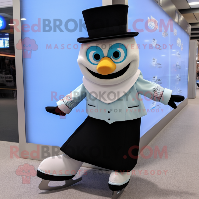 White Pair Of Ice Skates mascot costume character dressed with a Tuxedo and Wraps White Pair Of Ice Skates mascot costume character dressed with a Tuxedo and Wraps