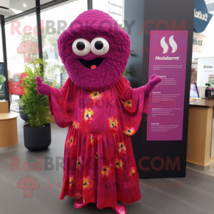 Magenta Falafel mascot costume character dressed with a Maxi Dress and Headbands