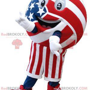 Mascotte de boule de bowling de ballon rouge bleu et blanc -