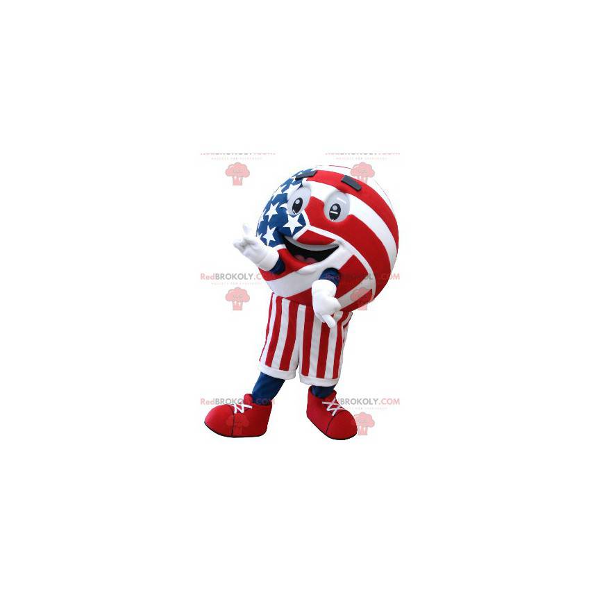 Mascotte de boule de bowling de ballon rouge bleu et blanc -