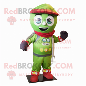 Olive Gumball Machine mascot costume character dressed with a Jumpsuit and Scarf clips