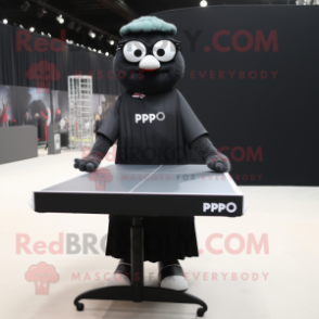 Black Ping Pong Table mascot costume character dressed with a Empire Waist Dress and Reading glasses