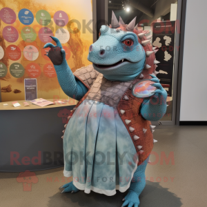 nan Ankylosaurus mascot costume character dressed with a Playsuit and Cummerbunds
