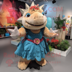 nan Ankylosaurus mascot costume character dressed with a Playsuit and Cummerbunds