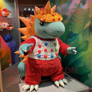 nan Ankylosaurus mascot costume character dressed with a Playsuit and Cummerbunds