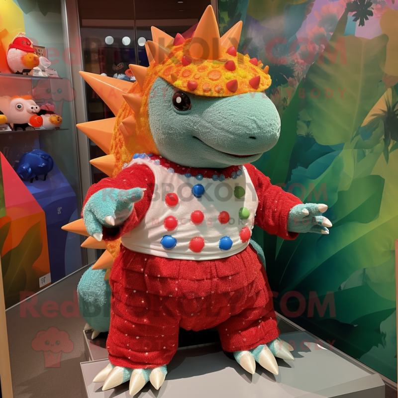 nan Ankylosaurus mascot costume character dressed with a Playsuit and Cummerbunds nan Ankylosaurus mascot costume character dressed with a Playsuit and Cummerbunds