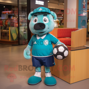 Teal Soccer Ball maskot...