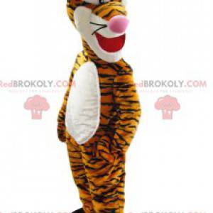 Maskot tygra s bílým baseballovým dresem - Redbrokoly.com