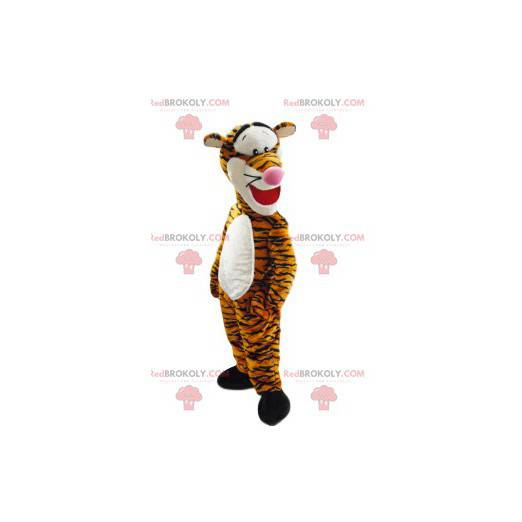 Mascote tigre com uma camisa de beisebol branca - Redbrokoly.com