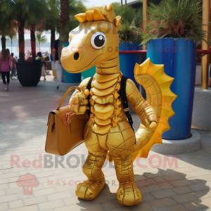 Gold Sea Horse maskot...