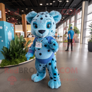 Blue Leopard maskot kostym...