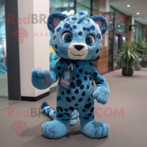 Blue Leopard maskot kostym...