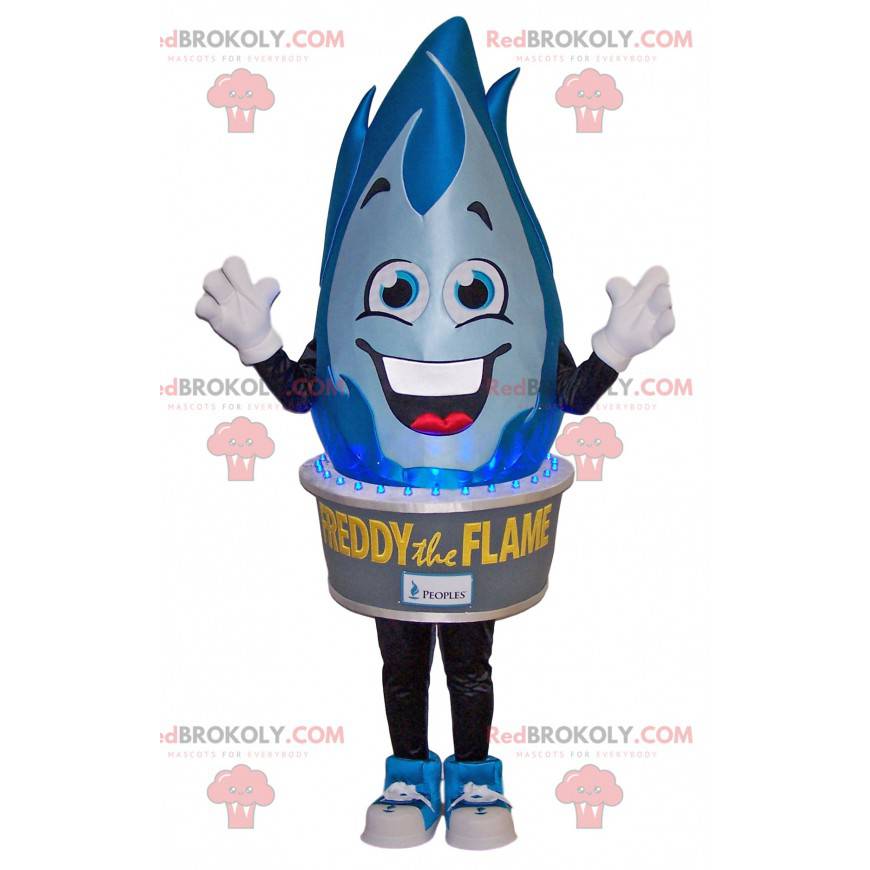 Blauwe vlam mascotte. Vlam kostuum - Redbrokoly.com
