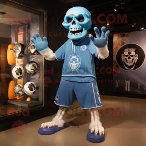 Blue Skull mascotte kostuum...