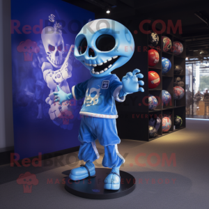 Blue Skull maskot kostume...