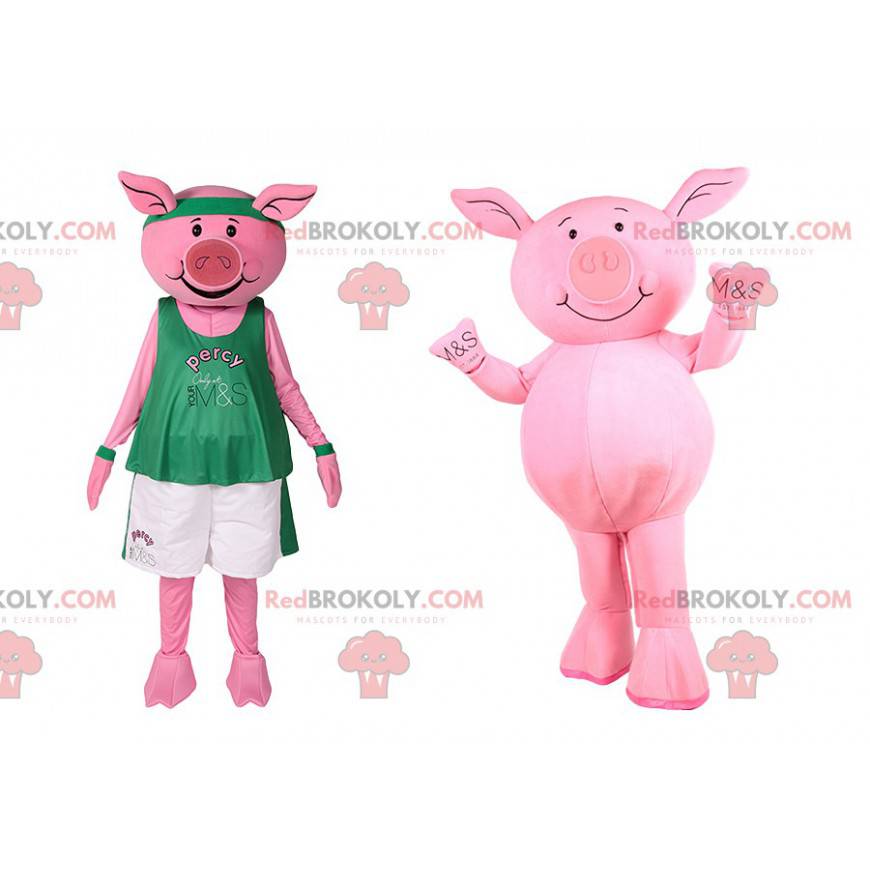 Maskot prasete ve sportovním oblečení. Prase kostým - Maskot prasete ve sportovním oblečení. Prase kostým -