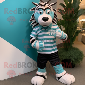 Teal Zebra mascotte kostuum...