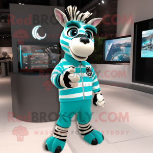 Teal Zebra mascotte kostuum...