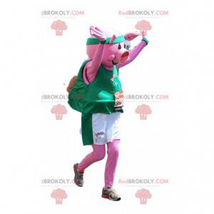 Mascota de cerdo en ropa deportiva. Disfraz de cerdo -
