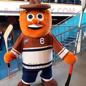 Rust Ice Hockey Stick mascot costume character dressed with a Oxford Shirt and Ties