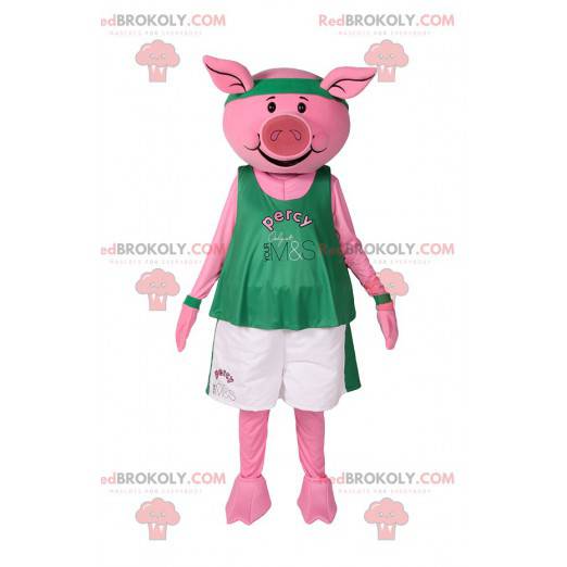 Maskot prasete ve sportovním oblečení. Prase kostým -