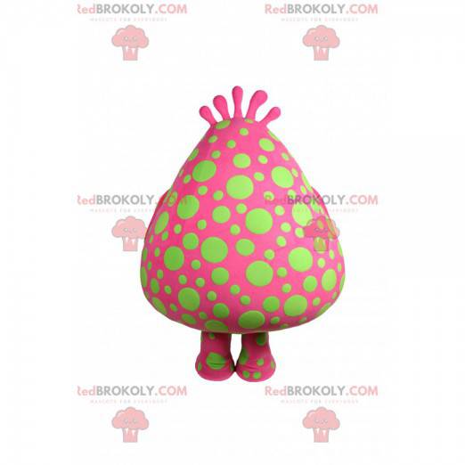 Mascot stor fuchsia dråpe med grønne erter - Redbrokoly.com